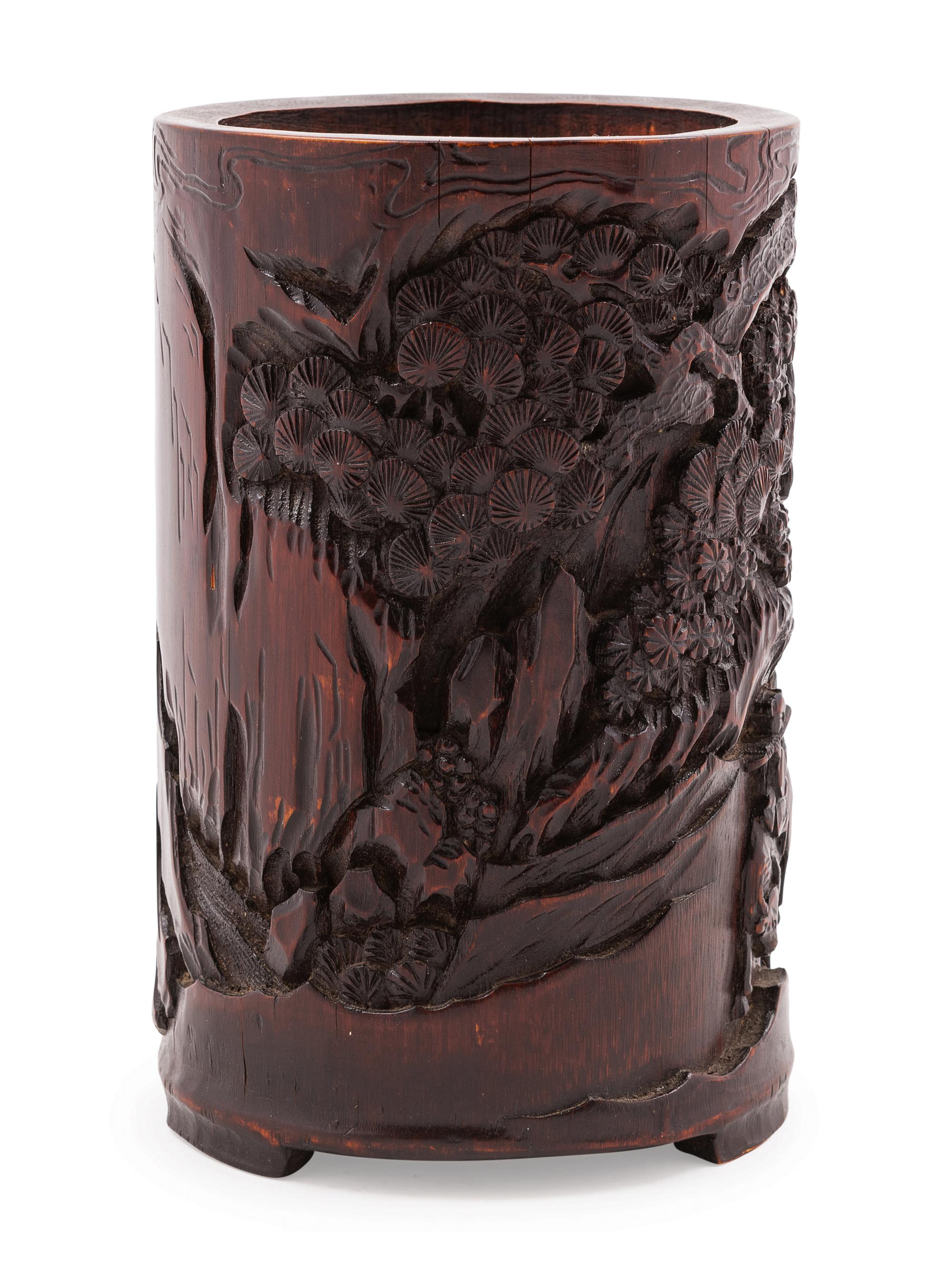 A Chinese Carved Bamboo Brushpot, Bitong