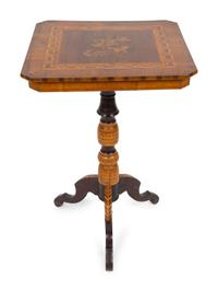 An Italian Beechwood Inlaid Side Table — 20TH CENTURY