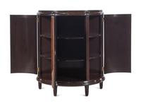 A Pair of Dessin Fournir Walnut and Banded Rosewood Demilune Cabinets