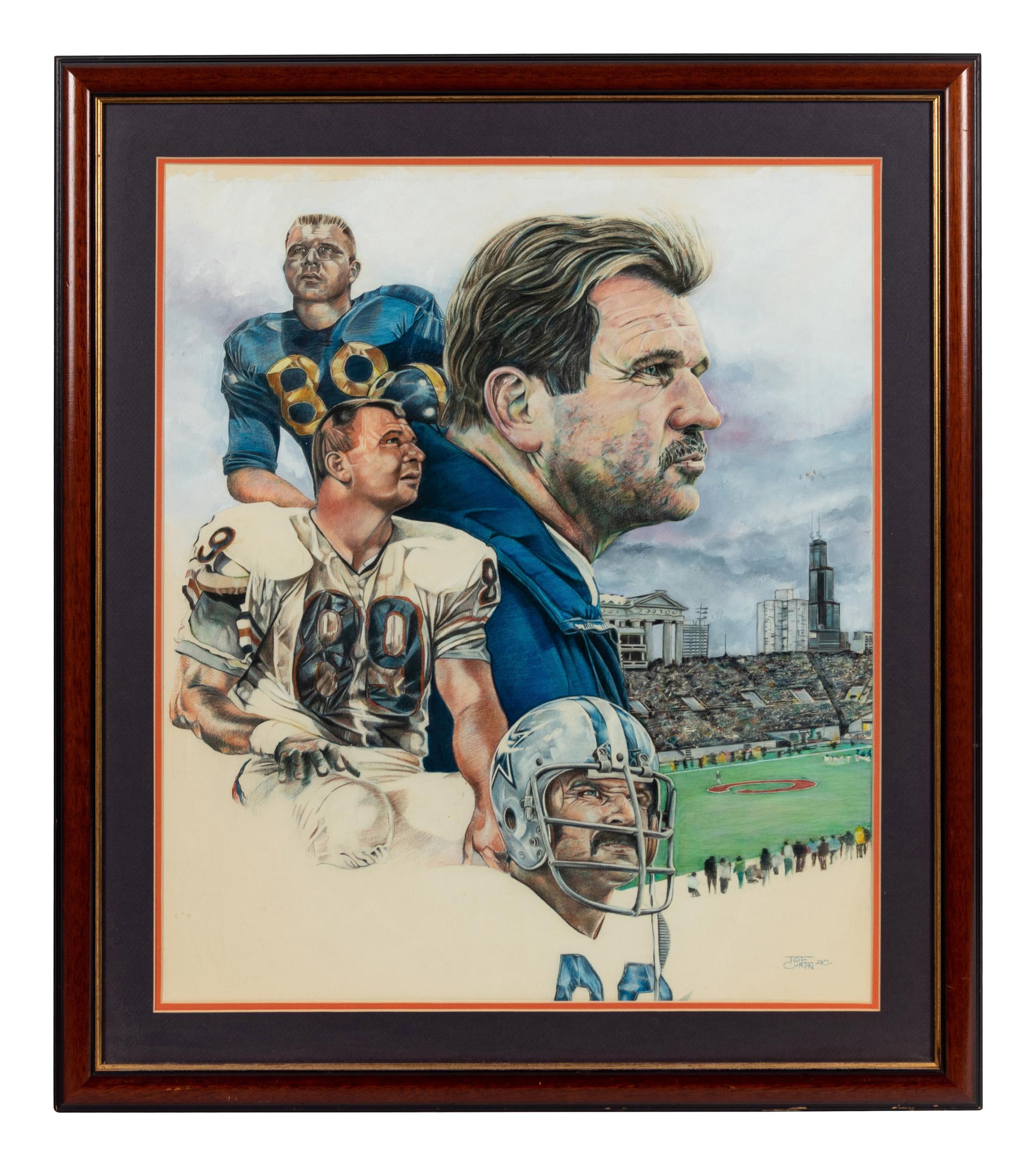A Group of Theee Mike Ditka Artworks Formerly Displayed at Mike Ditka’s Restaurant