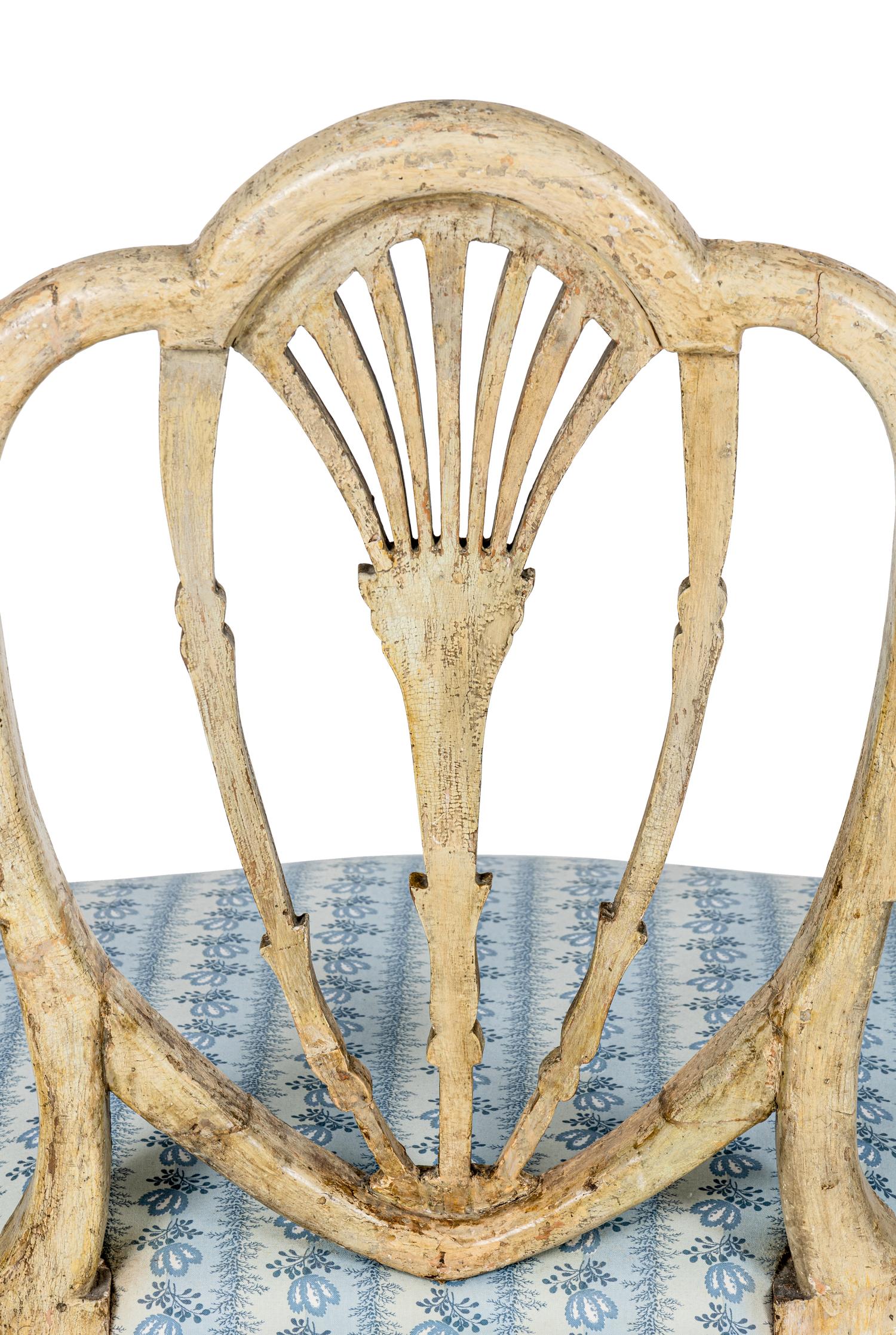 A Pair of North European Polychrome Decorated Side Chairs