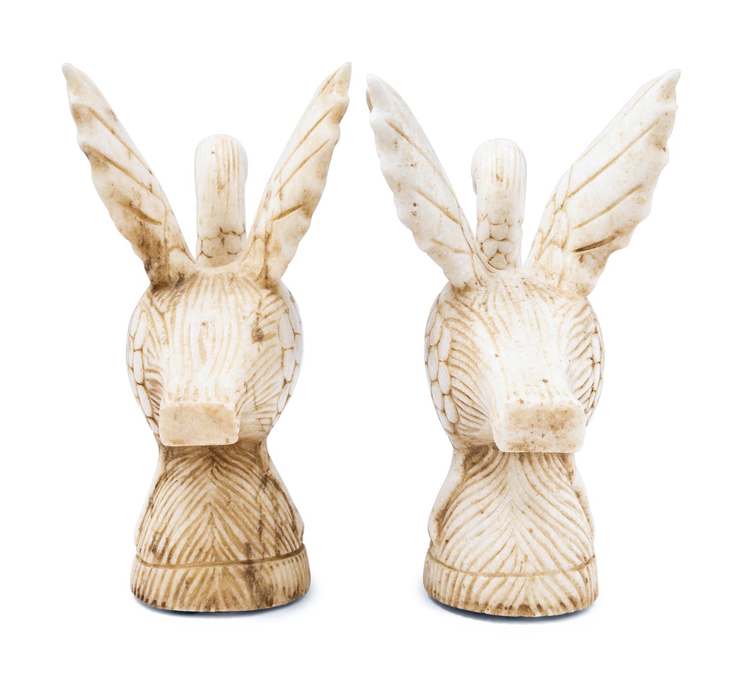 A Pair of Indian Carved Alabaster Geese