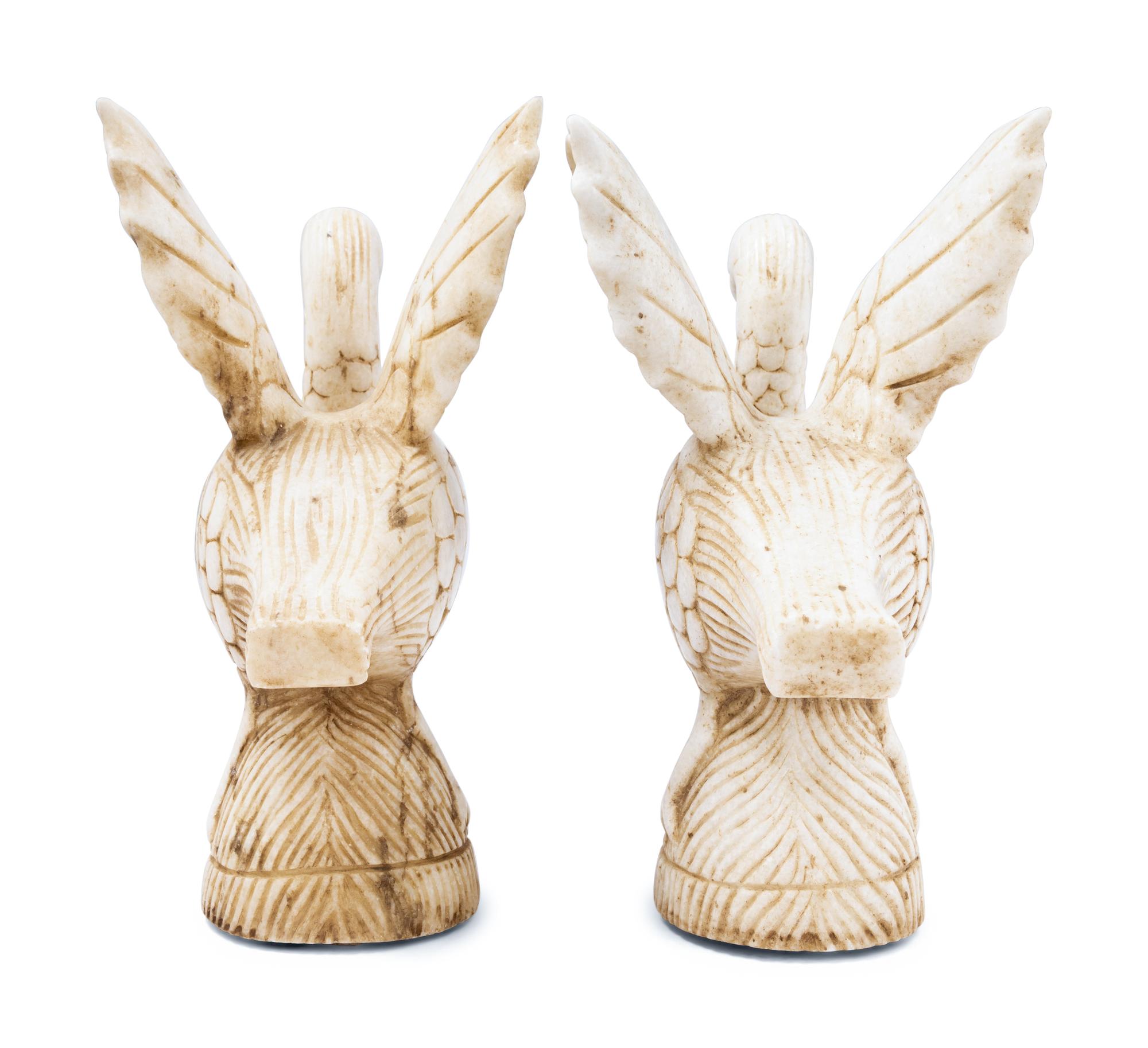 A Pair of Indian Carved Alabaster Geese