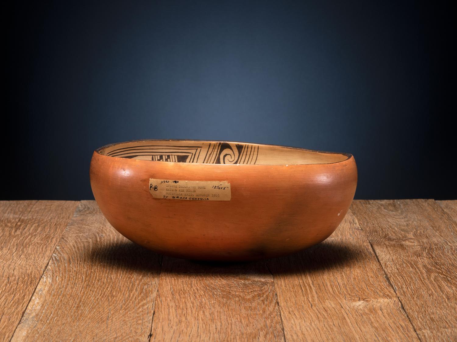 Polychrome Pottery Bowl, with Butterfly