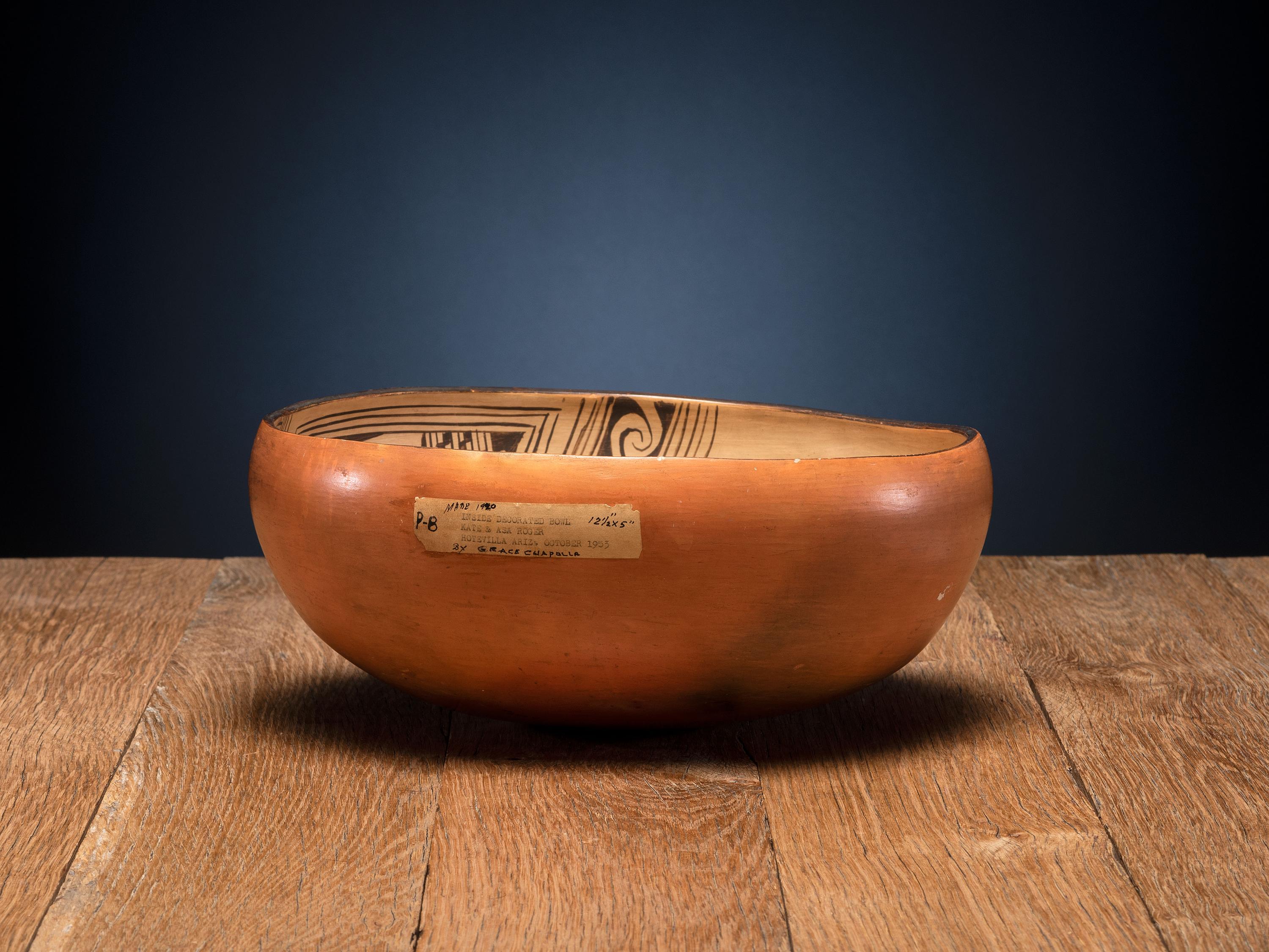 Polychrome Pottery Bowl, with Butterfly