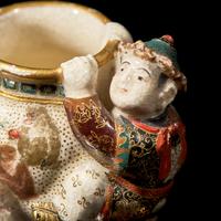 A Small Satsuma-Type Cabinet Vase, a Figural Miniature Vase, and a Miniature Bowl, All Yabu Meizan, Meiji Period
