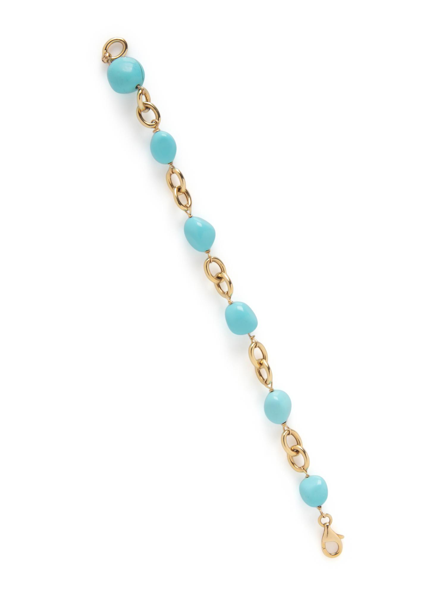 YELLOW GOLD AND TREATED TURQUOISE BRACELET