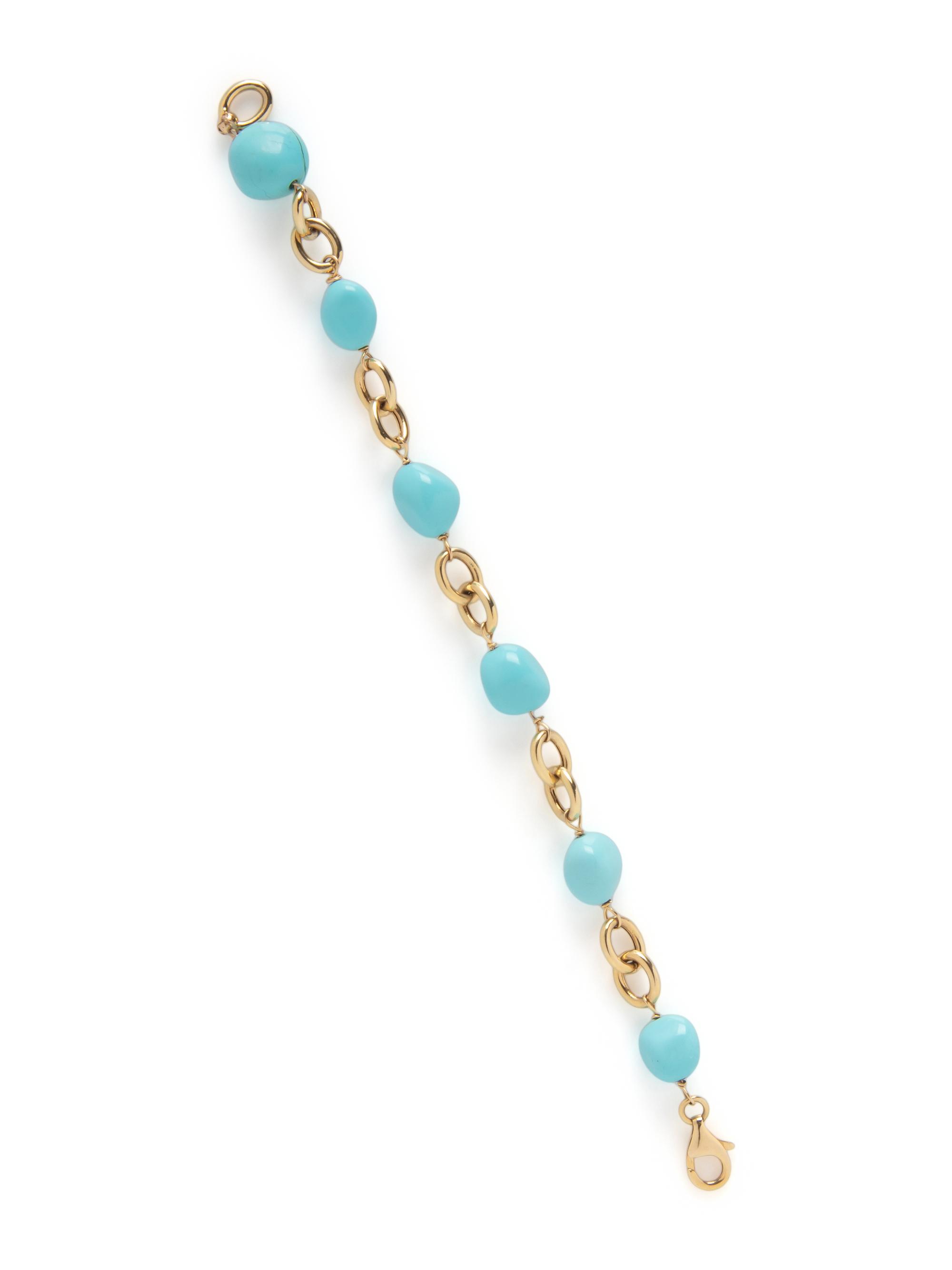 YELLOW GOLD AND TREATED TURQUOISE BRACELET
