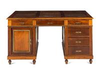 A Biedermeier Style Gilt-Metal Mounted Walnut Partner's Desk