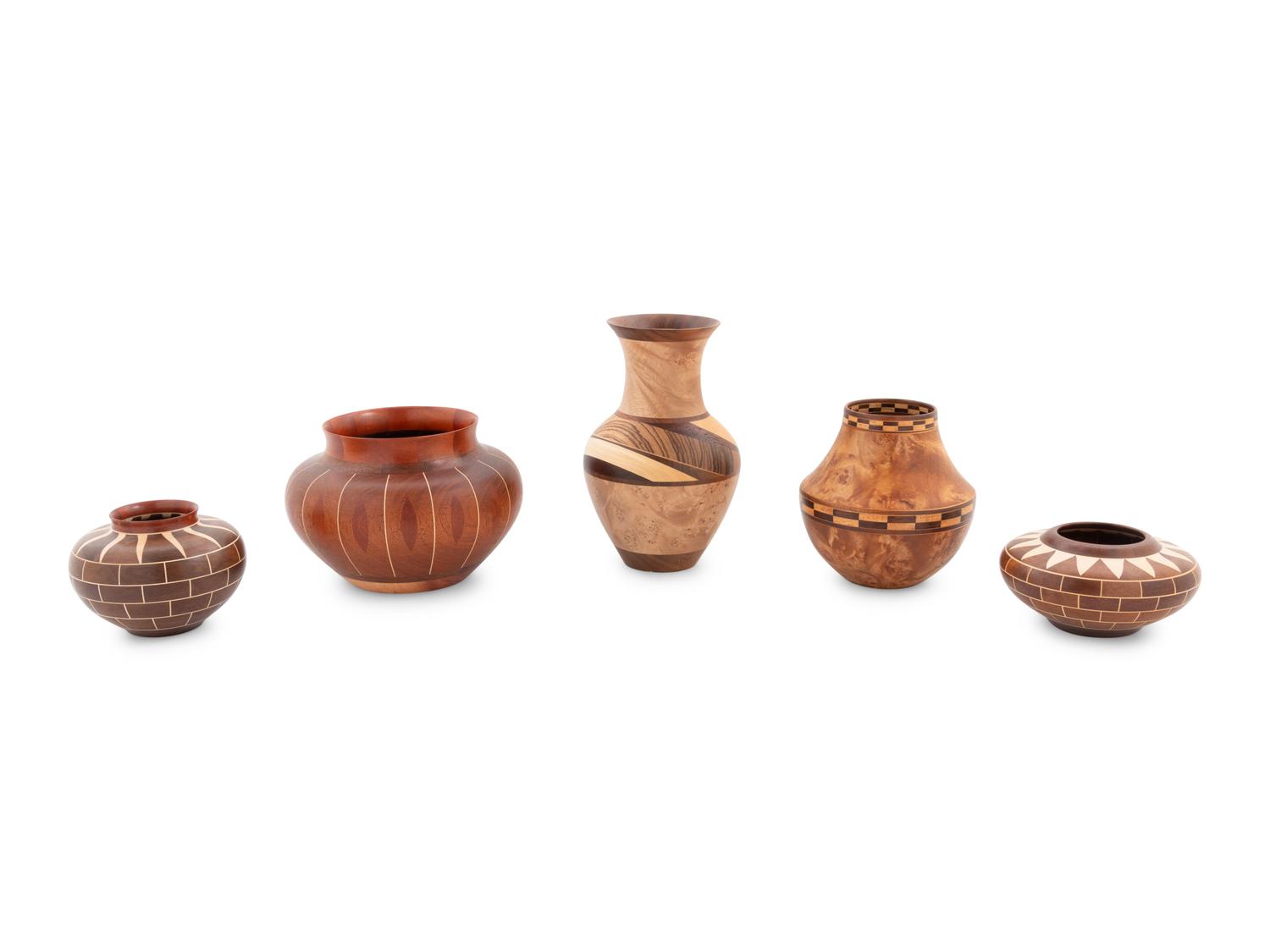 Five Turned Wood Vases by Ray Allen