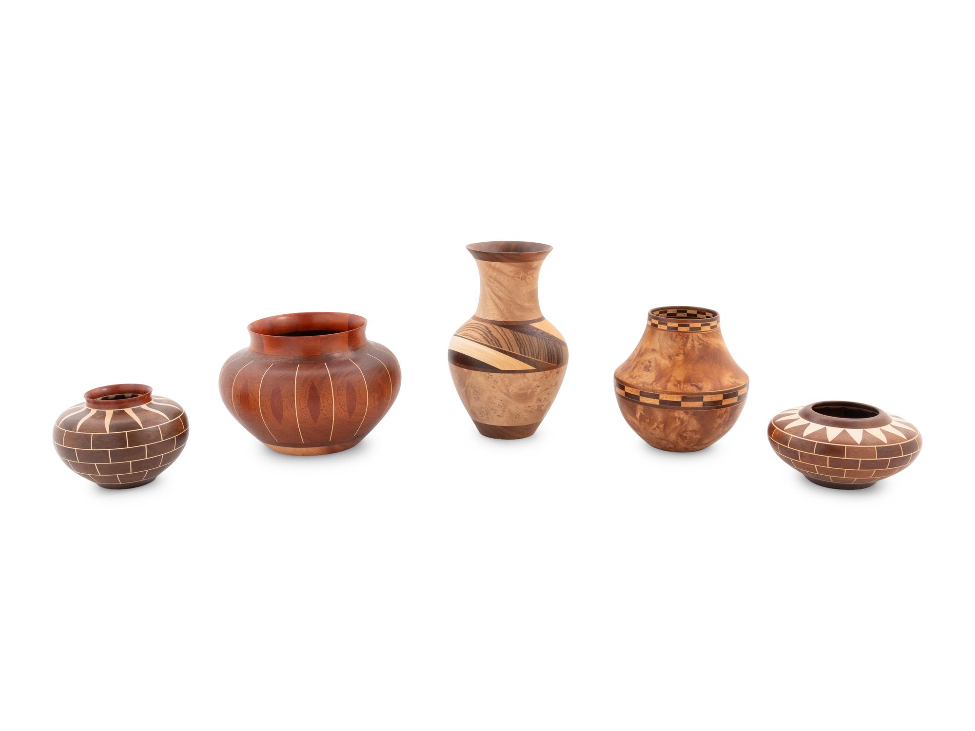 Five Turned Wood Vases by Ray Allen