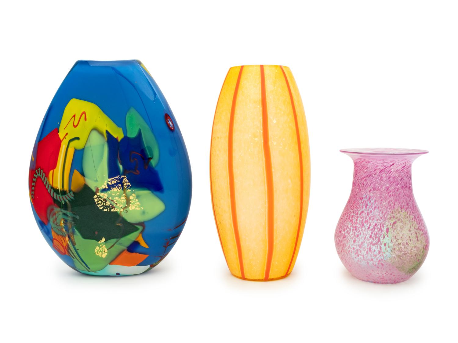 Two Swedish Glass Vases and a Murano Glass Vase
