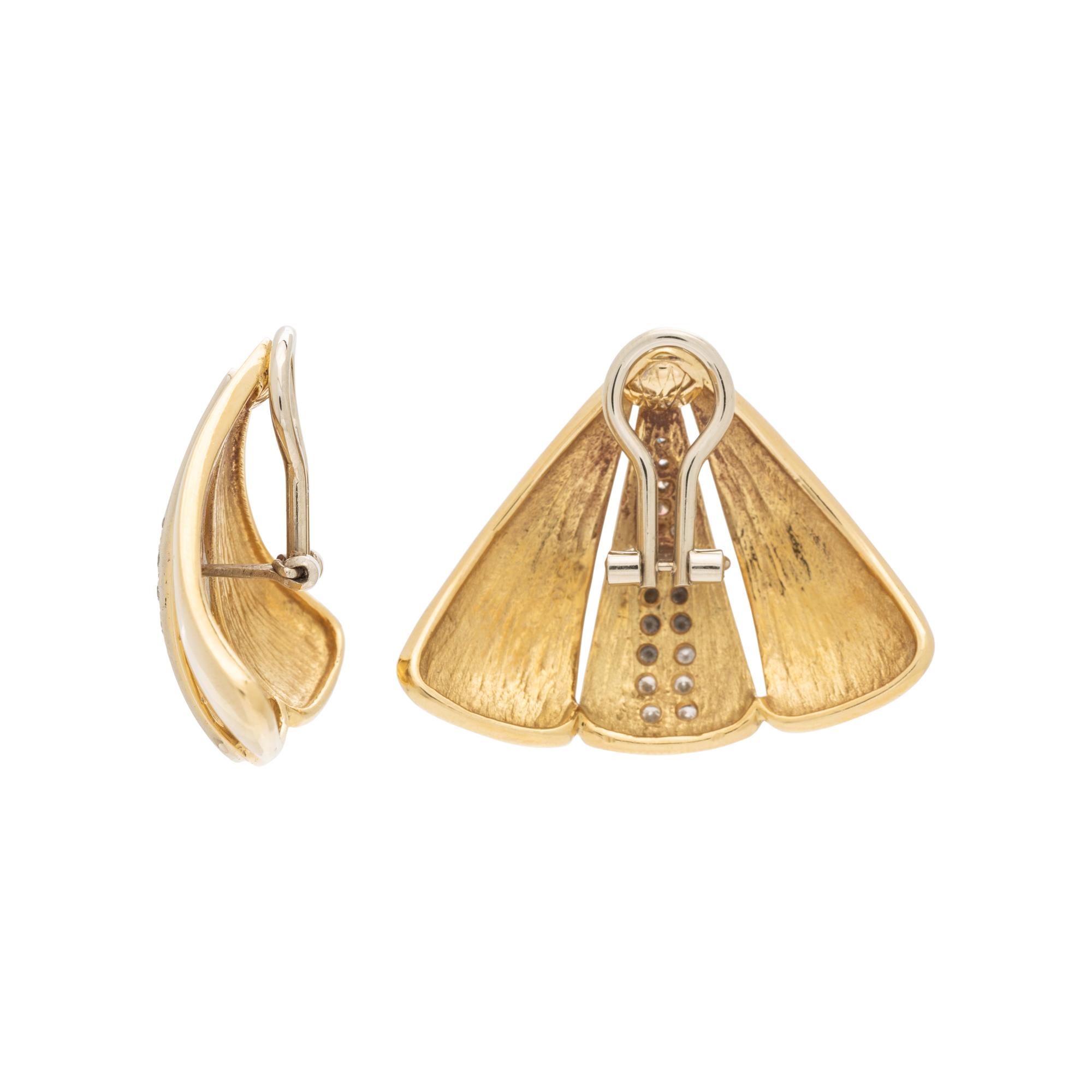 BIRKS, YELLOW GOLD AND DIAMOND EARCLIPS