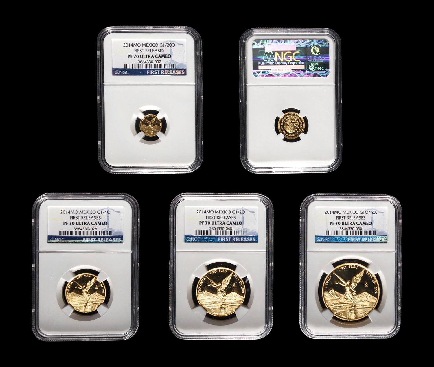 [MEXICO] A 2014-MO First Release Commemorative 5-Coin Gold Proof Set (NGC PF70 Ultra Cameo)
