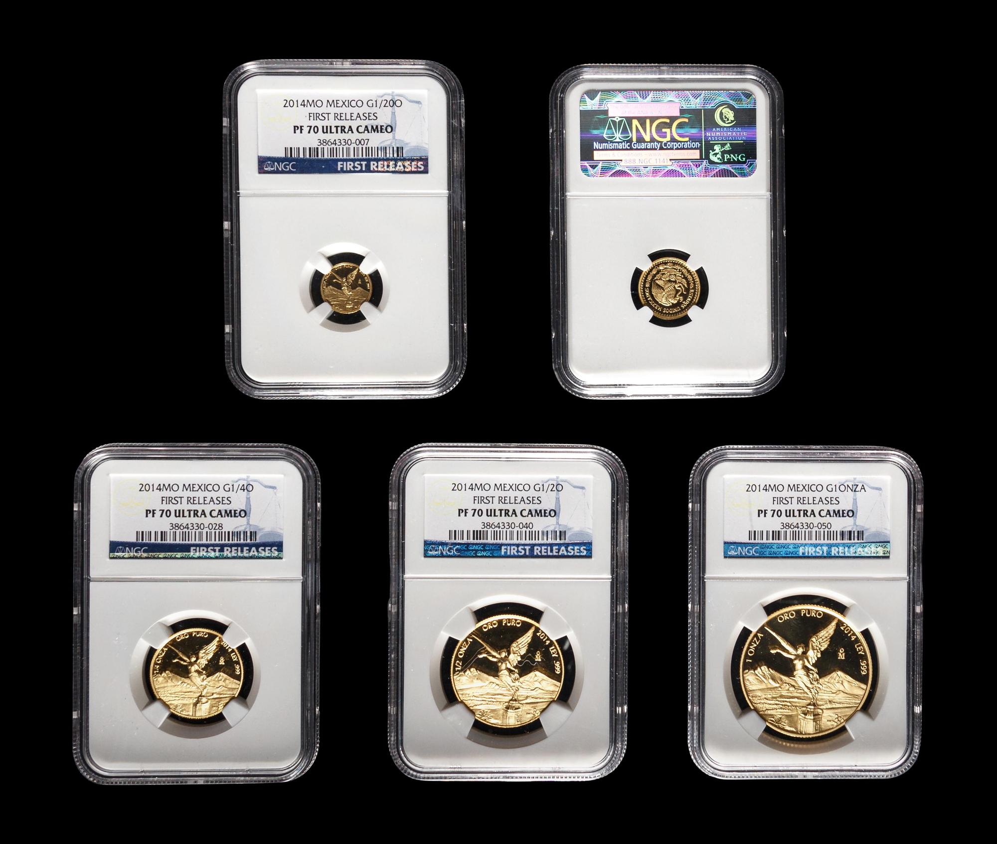[MEXICO] A 2014-MO First Release Commemorative 5-Coin Gold Proof Set (NGC PF70 Ultra Cameo)
