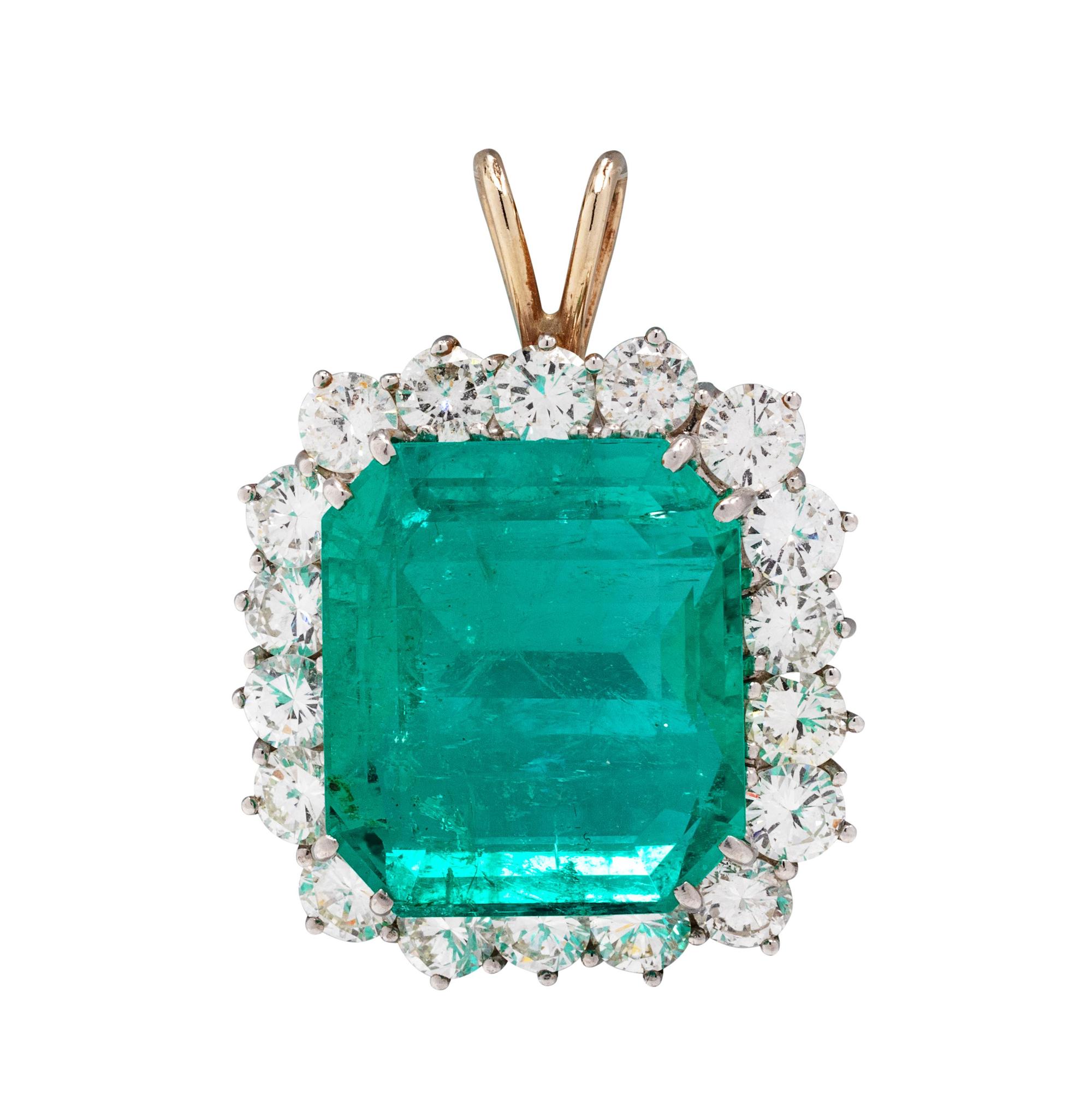 Emerald and Diamond Pendant