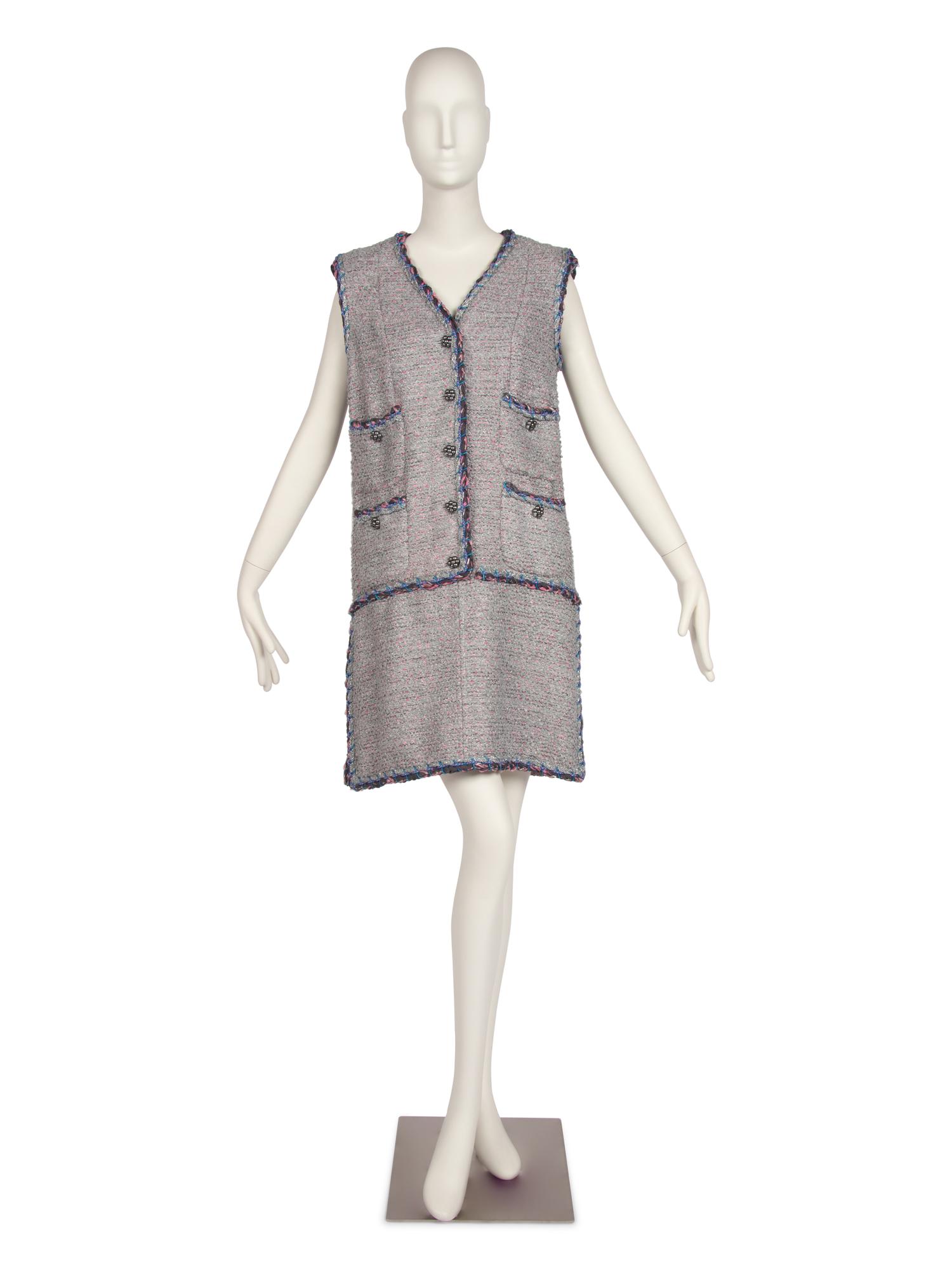 Chanel Silver Tweed Dress, 2010s