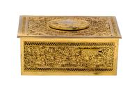 A German Gilt Filigree Singing Bird Automaton Box Width 4 1/4 inches.