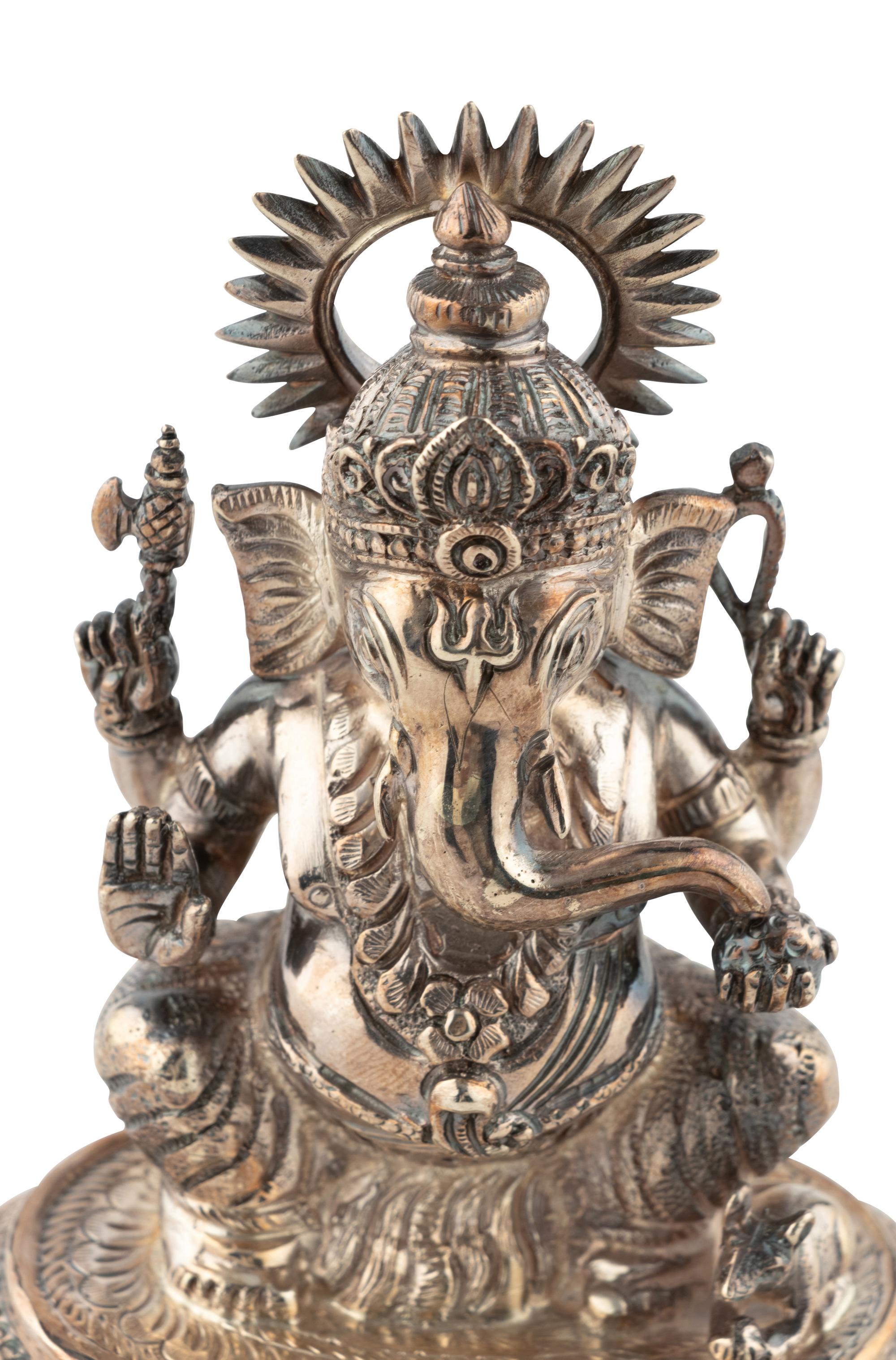 An East Indian or Nepalese Silver Ganesh