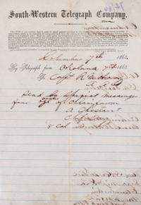 (CIVIL WAR) 12 telegrams from various generals, captains, and majors from March 1862 to Dec. 1864.