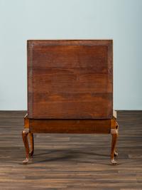 A Diminutive Queen Anne Style Tiger Maple Desk on Stand