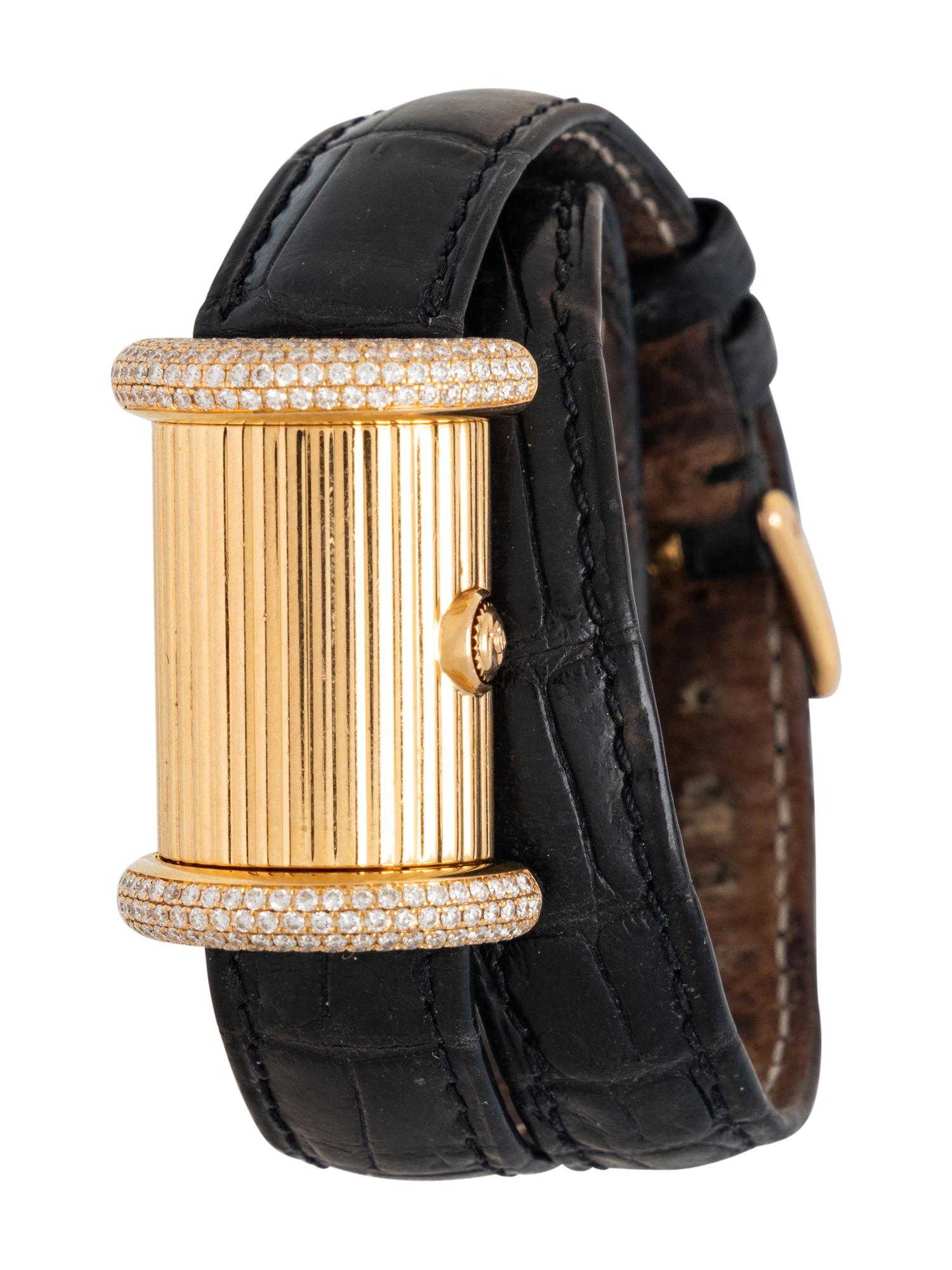 DELANEAU, 18K YELLOW GOLD AND DIAMOND 'LILI MARLÈNE' SURPRISE WATCH
