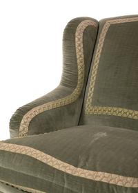 A Custom Velvet Upholstered Three-Seat Sofa