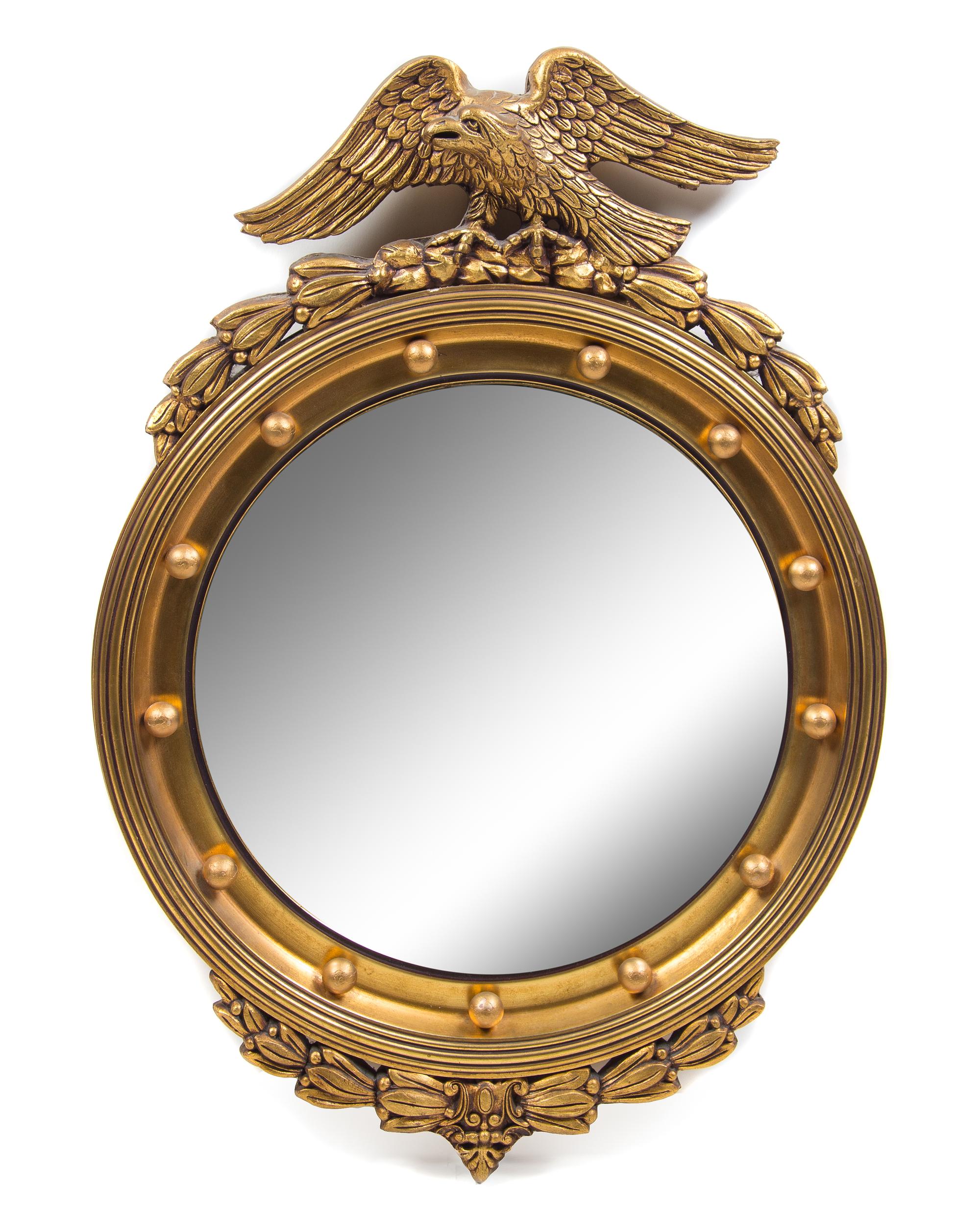 A Federal Style Giltwood Bullseye Mirror Height 33 x width 23 1/4 inches. — 20TH CENTURY