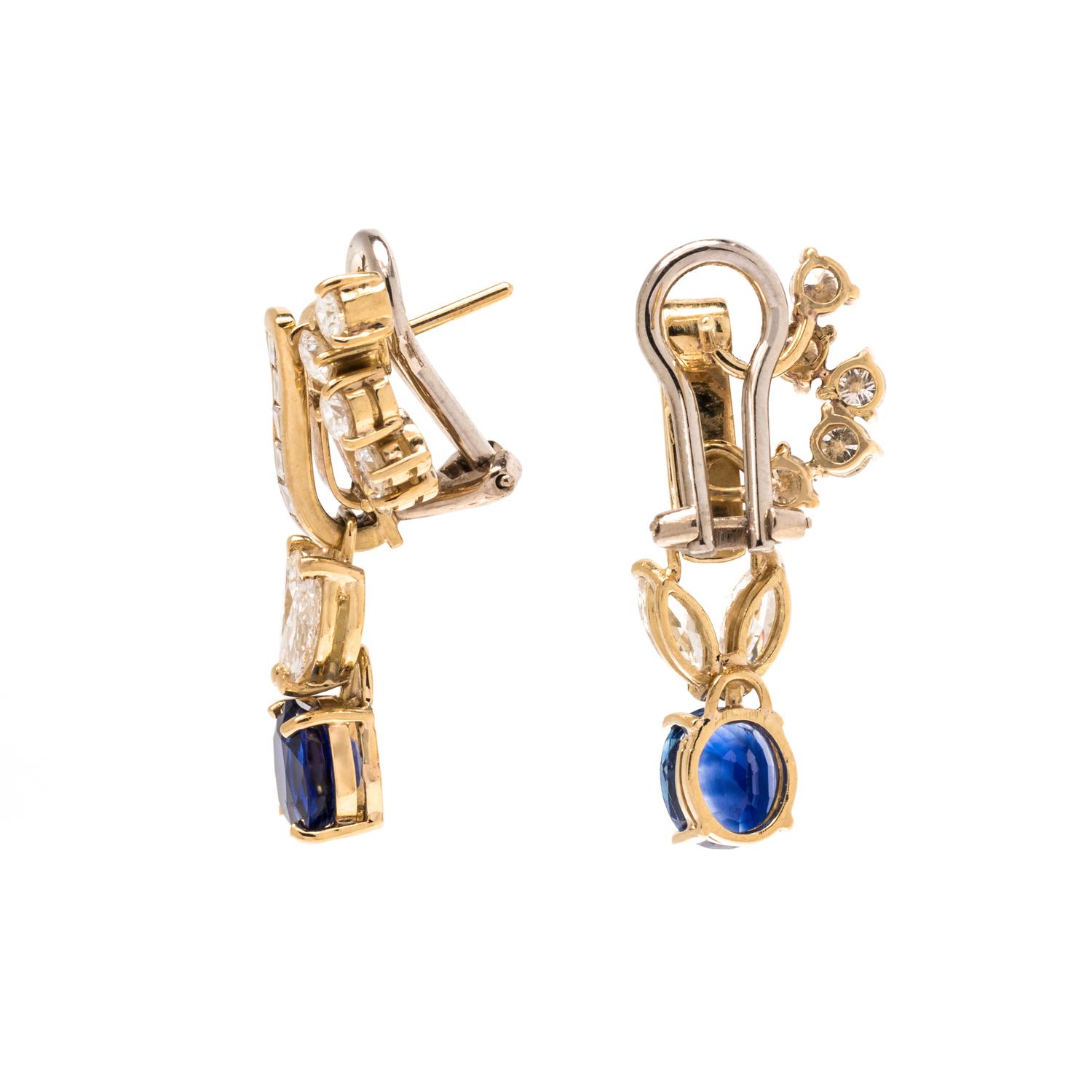 SAPPHIRE AND DIAMOND EARCLIPS