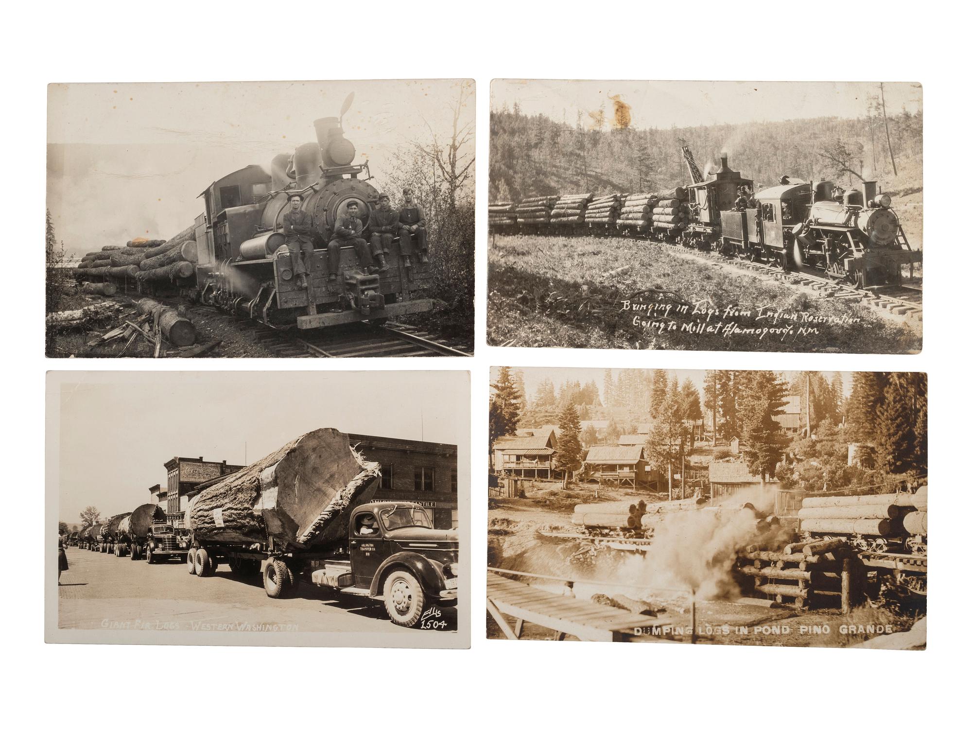 [EPHEMERA]. A group of 72 RPPCs and photographs of logging views.