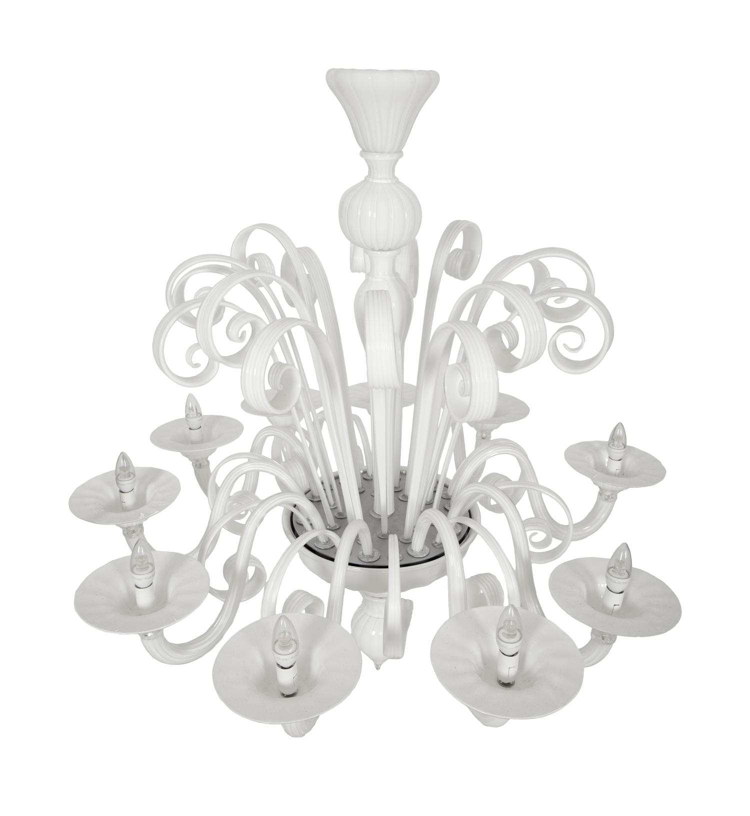 An Italian Murano Style Opaline Glass Chandelier
