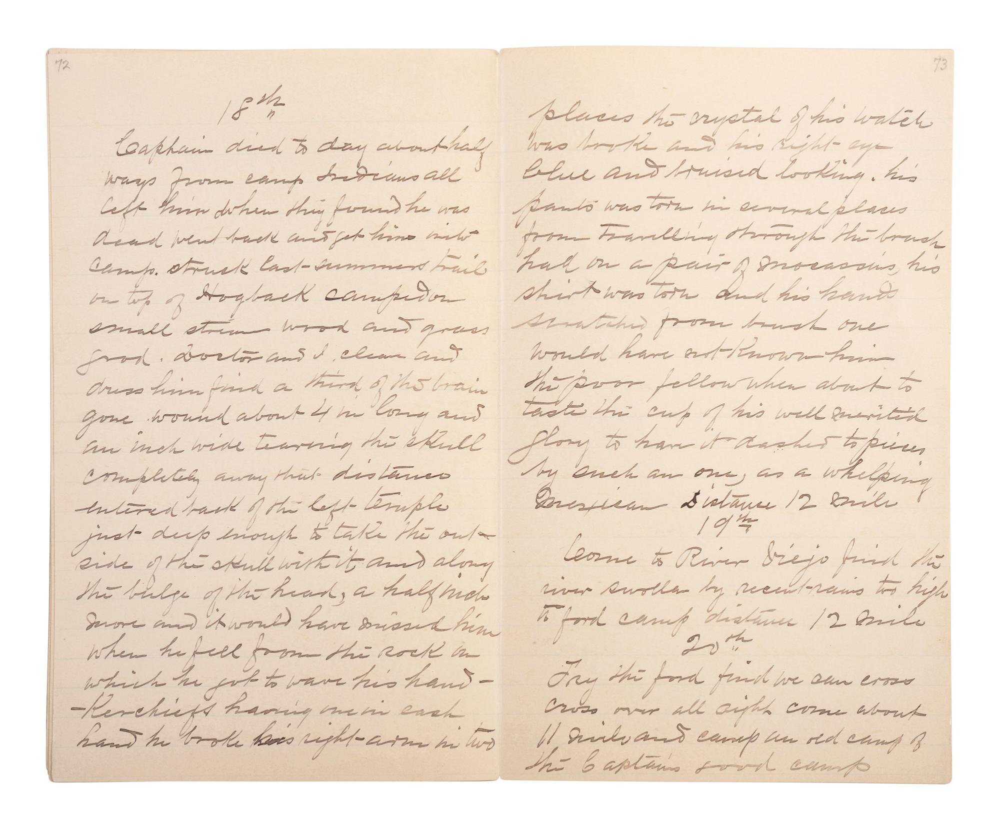 [GERONIMO] - [LATE INDIAN WARS]. DALY, Henry W. (1850-1931). Diary of Campaign against Hostile Apaches in 1885-6 with Capt. Emmet Crawford, by Henry W. Daly Pack Master. [Cheyenne, WY], 29 May 1885 to 28 March 1886.