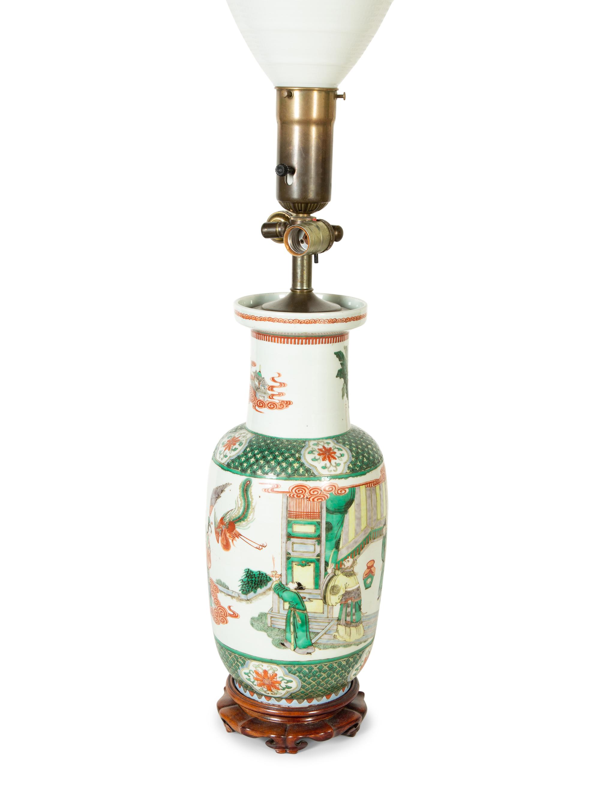 A Chinese Export Porcelain Vase Mounted as a Lamp