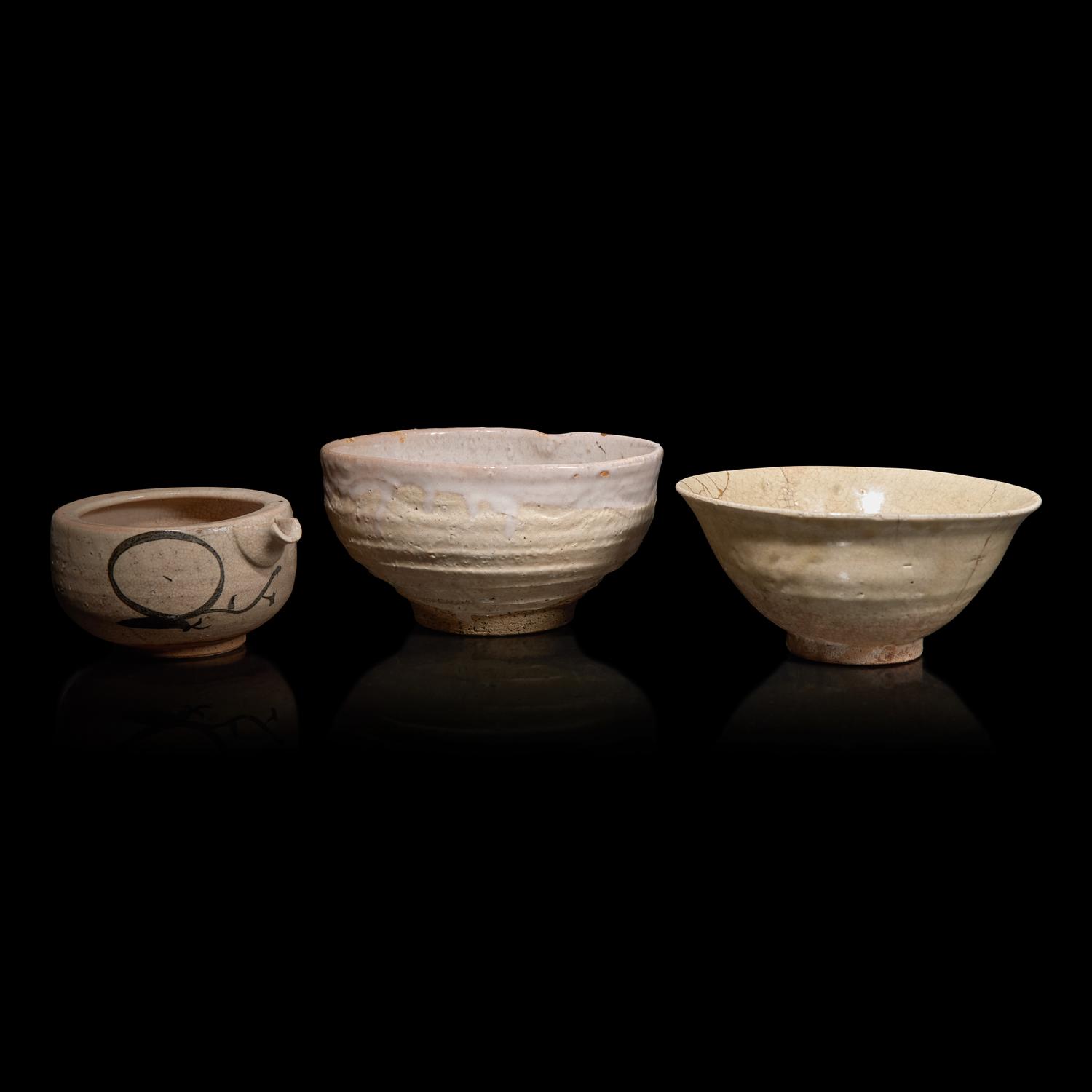 Two Japanese Ceramic Bowls and a Pouring Vessel, 19th Century and Earlier