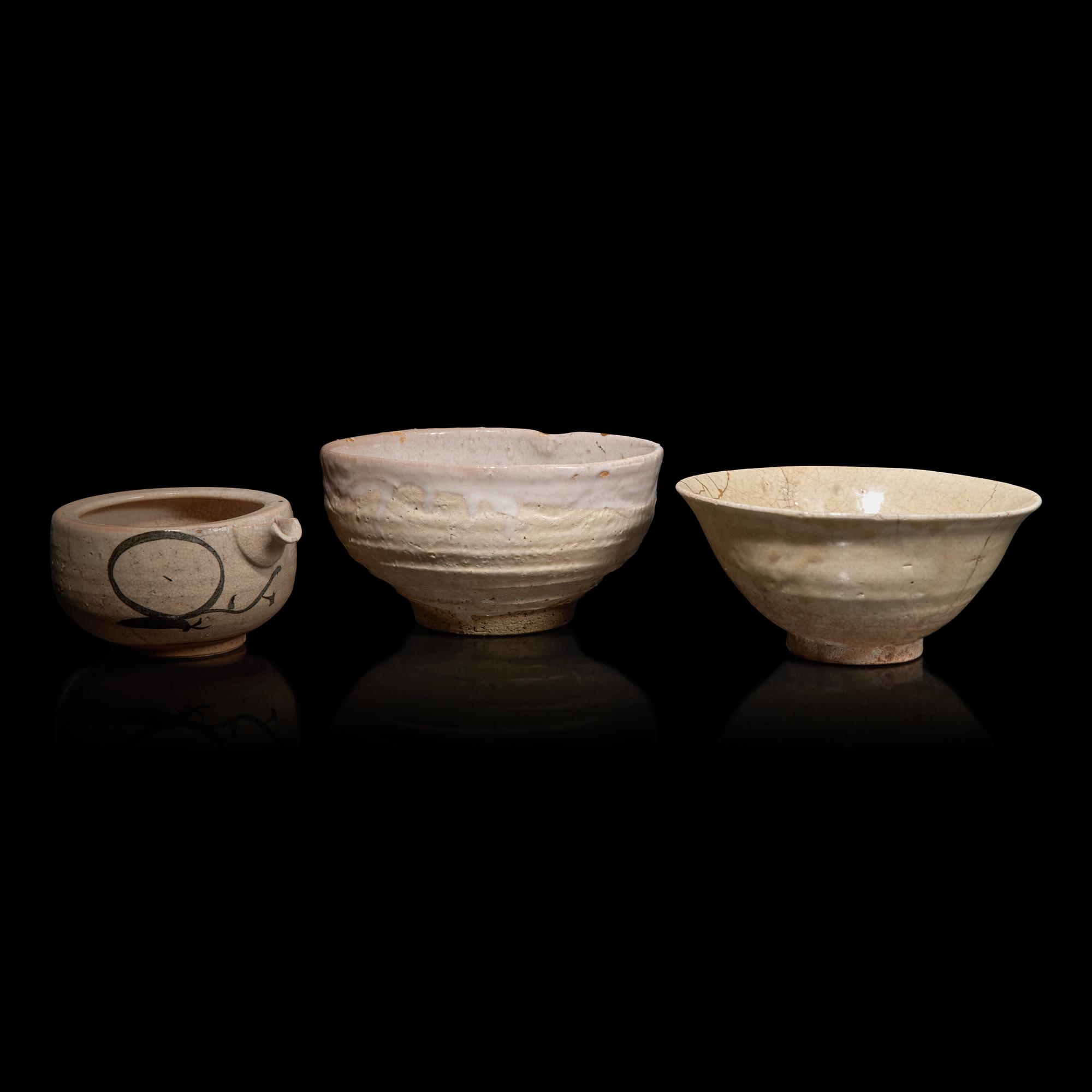 Two Japanese Ceramic Bowls and a Pouring Vessel, 19th Century and Earlier