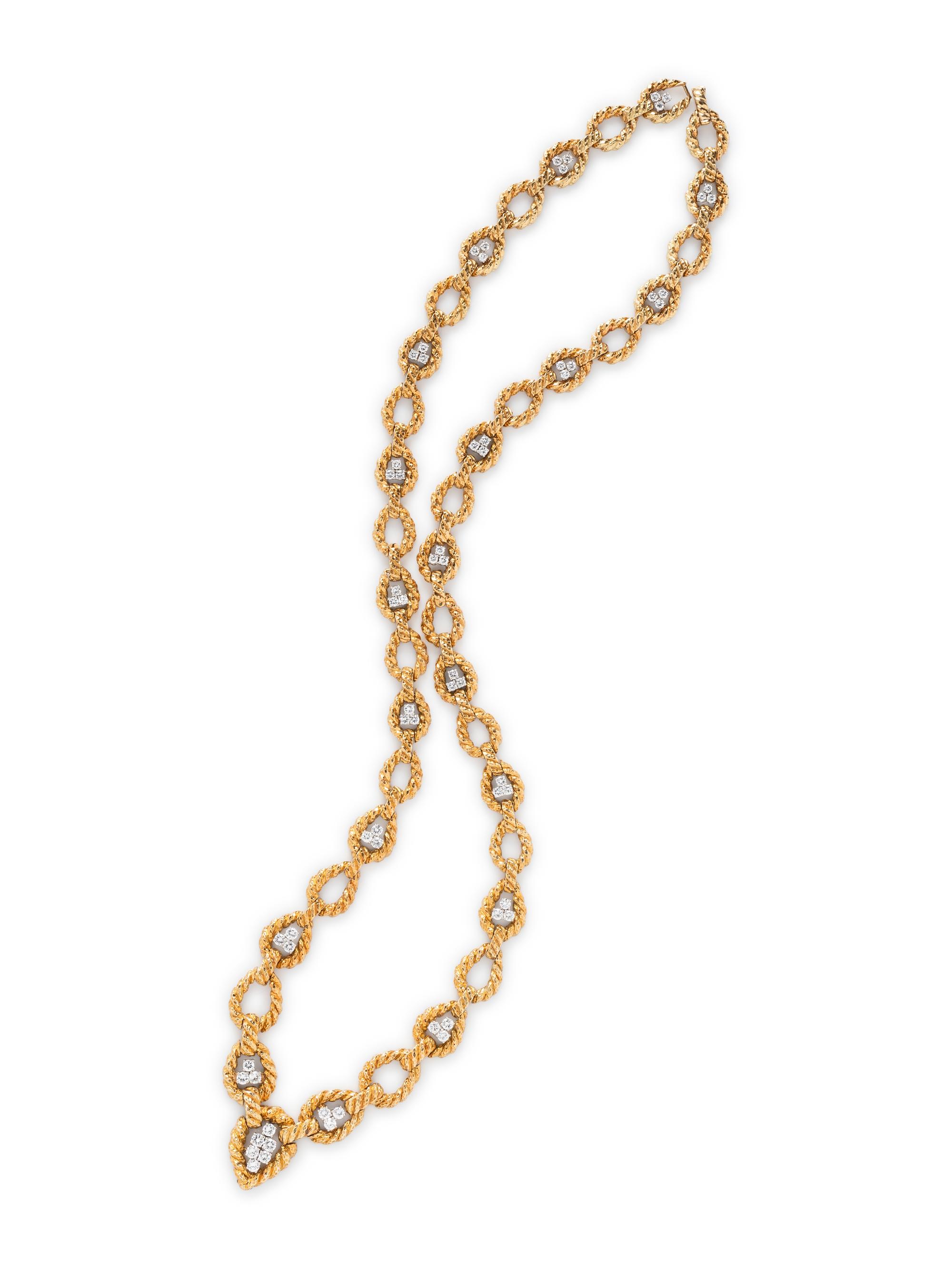 DAVID WEBB, YELLOW GOLD, PLATINUM AND DIAMOND CONVERTIBLE NECKLACE/BRACELETS