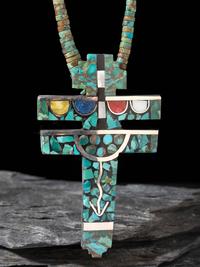 Mosaic Inlay Dragonfly and Rolled Turquoise Necklace