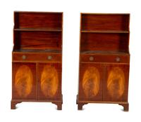 A Pair of George III Style Inlaid Mahogany Waterfall Bookcases — 19th/20th Century