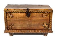 A Spanish Colonial Iron Mounted Trunk Height 32 x width 45 x depth 27 inches. — 18TH CENTURY