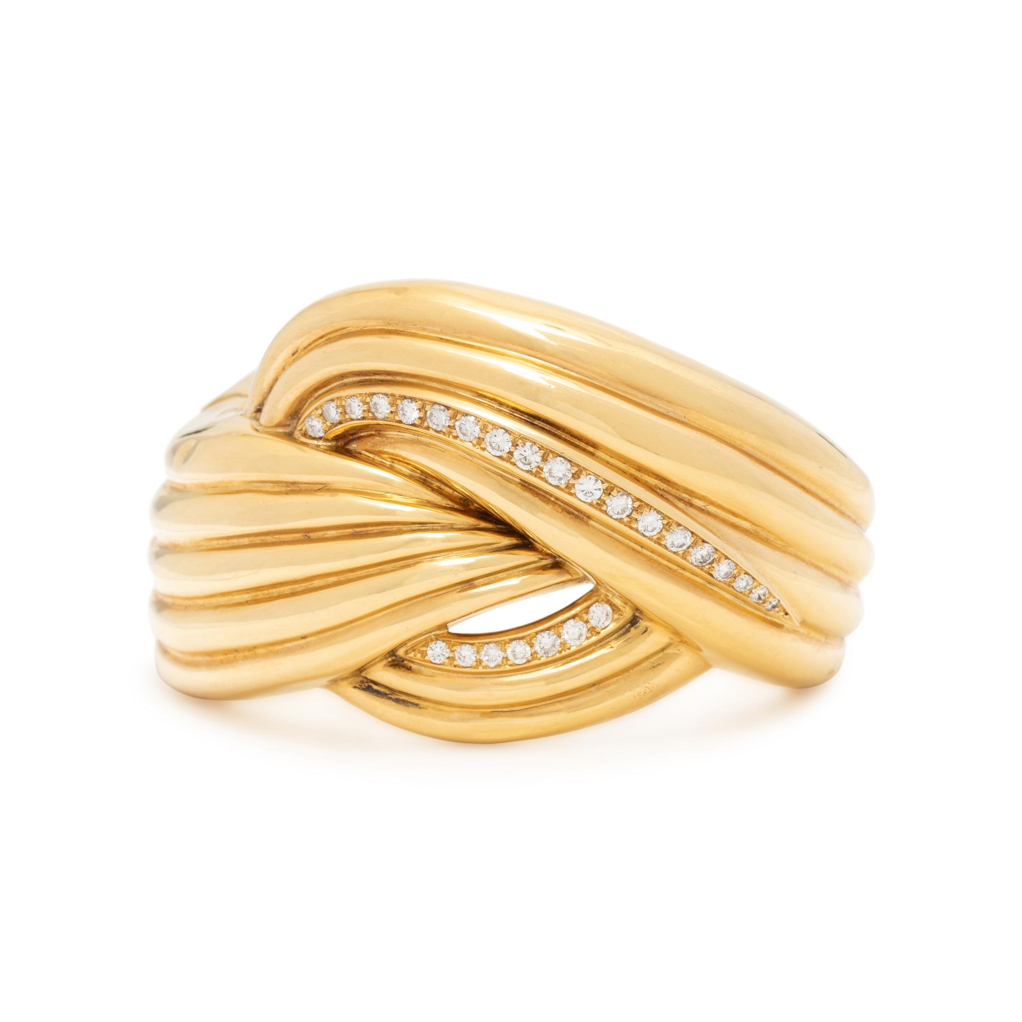 YELLOW GOLD AND DIAMOND CUFF BRACELET