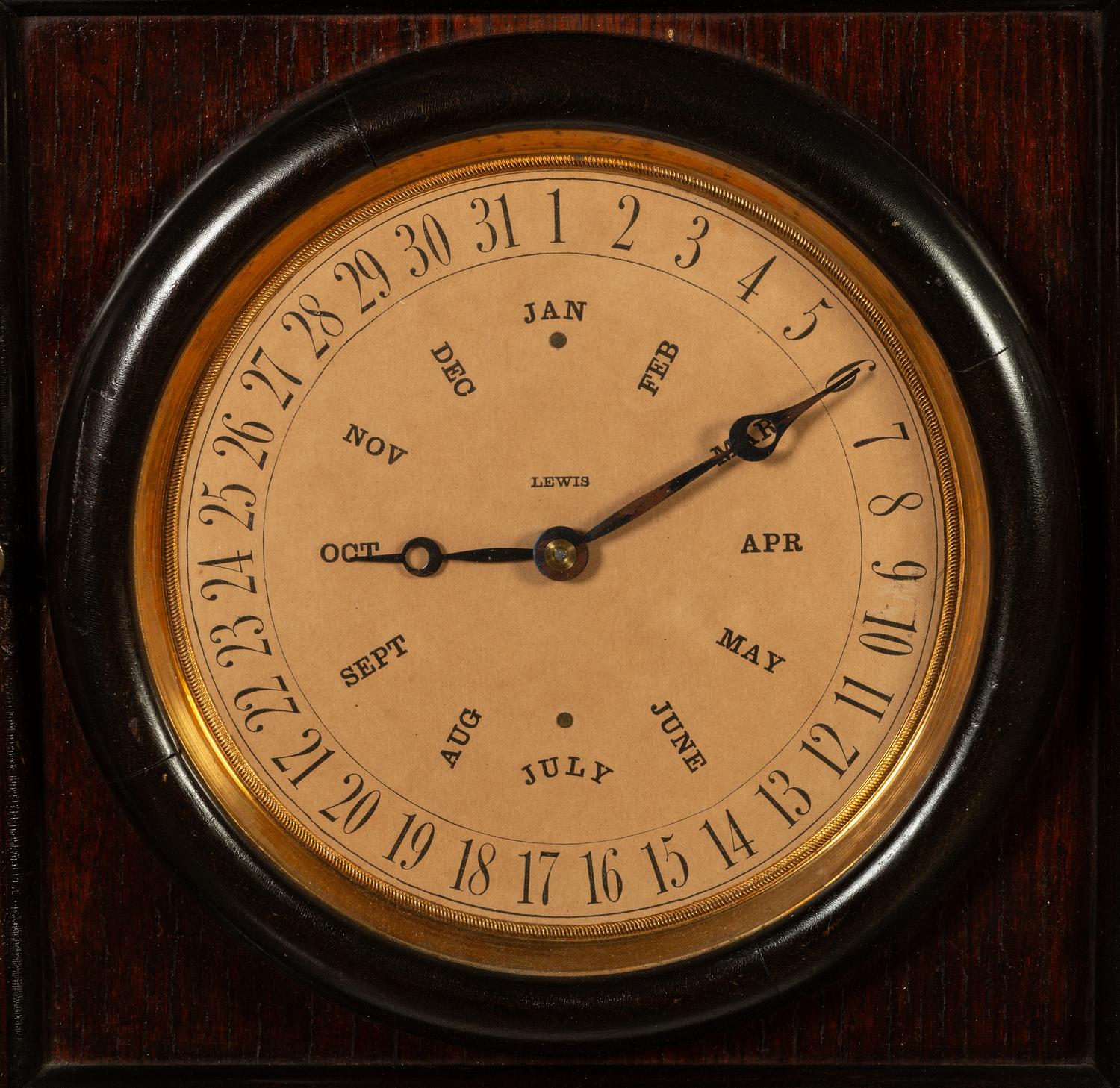 An American Walnut Calendar Clock
