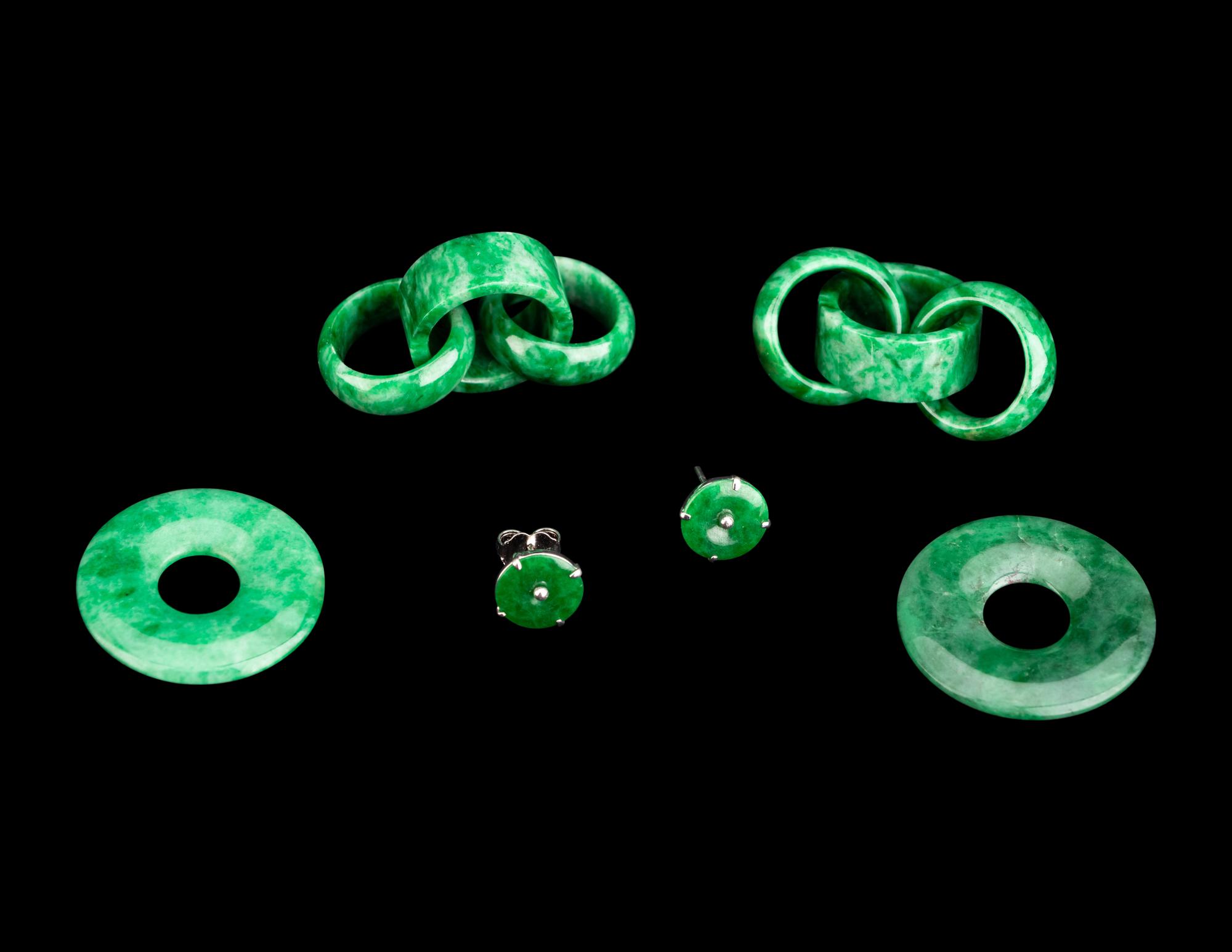 Three Pairs of Chinese Jadeite Jewelry