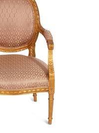 A Louis XVI Style Giltwood Fauteuil