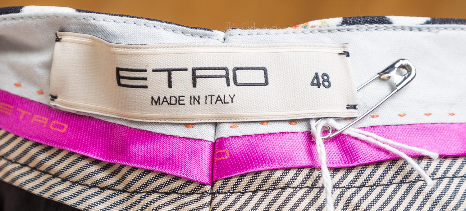 An Etro Black Print Pant, Size 48.