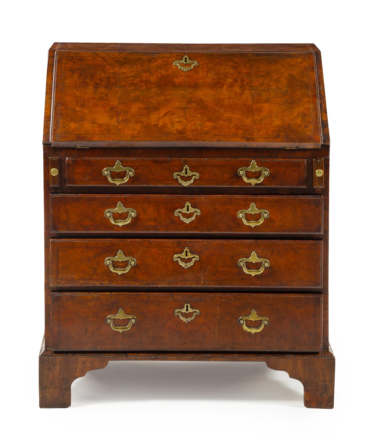 A George III Style Walnut Slant Front Desk Height 37 x width 30 x depth 18 3/8 inches. — 19TH CENTURY