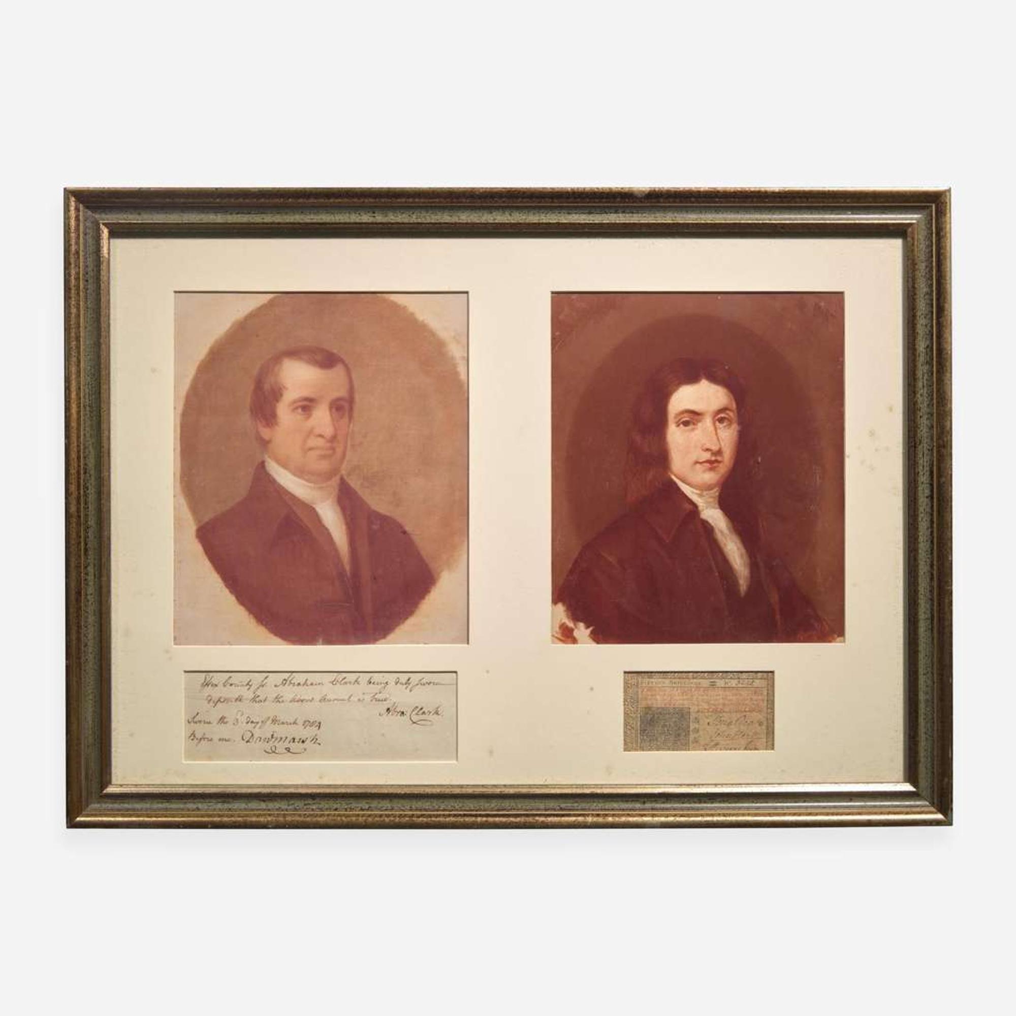 [Americana] [Declaration of Independence] Clark, Abraham, and John Hart Group of 2 Documents, signed