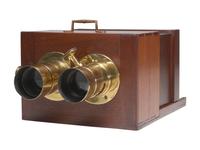 [CAMERAS] Replica sliding box stereo camera made by Robert Lisle, with 2 C.C. Harrison radial lenses