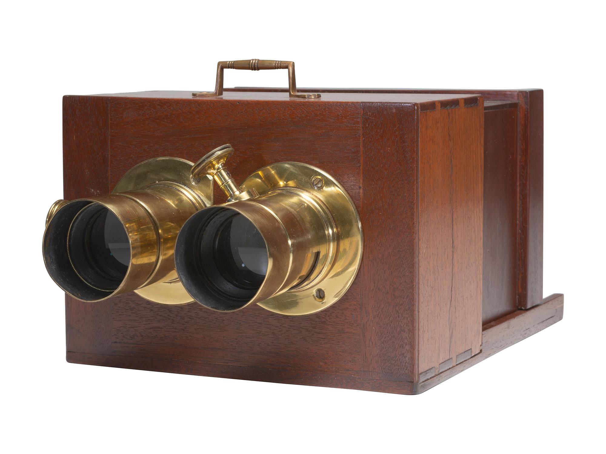[CAMERAS] Replica sliding box stereo camera made by Robert Lisle, with 2 C.C. Harrison radial lenses