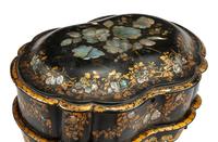 A Victorian Papier-Mâché and Mother-of-Pearl Work Table