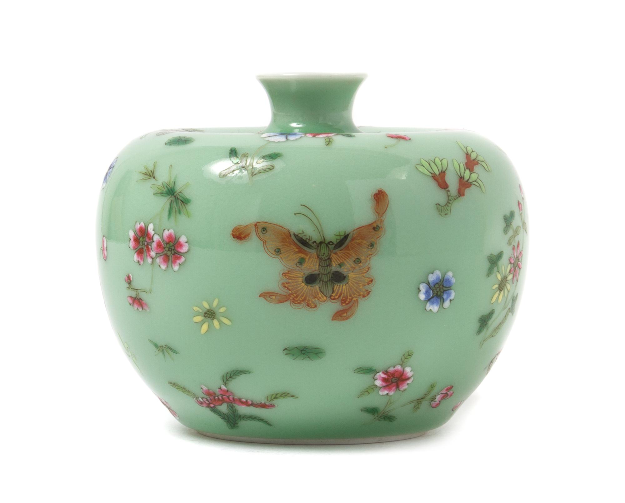 A Famille Rose Porcelain Vase Height 3 1/2 inches.
